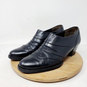 Paul Green Shoes Womens 6 Shootie Western Wingtip Black Leather Low Pump Shoes